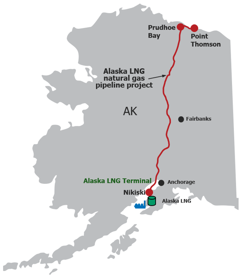 Graphic map of Alaska LNG project