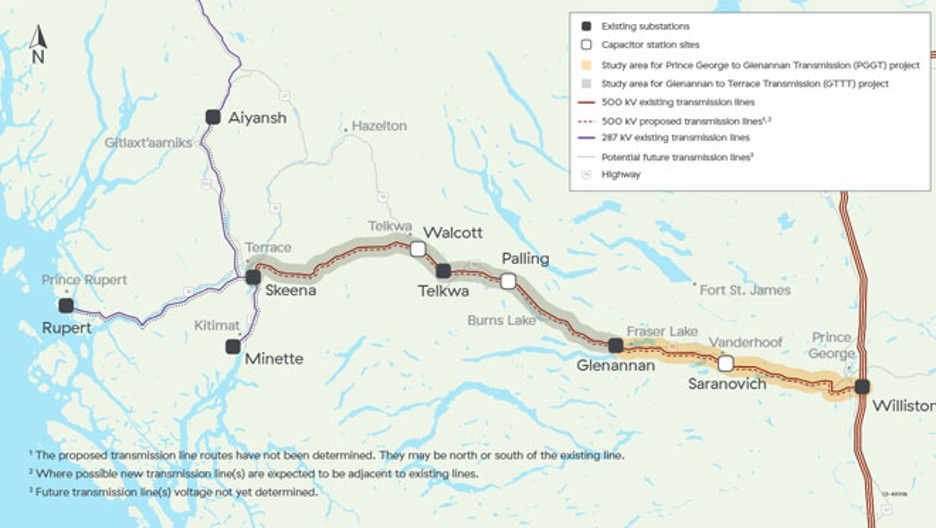 BC Hydro North Coast electrification map