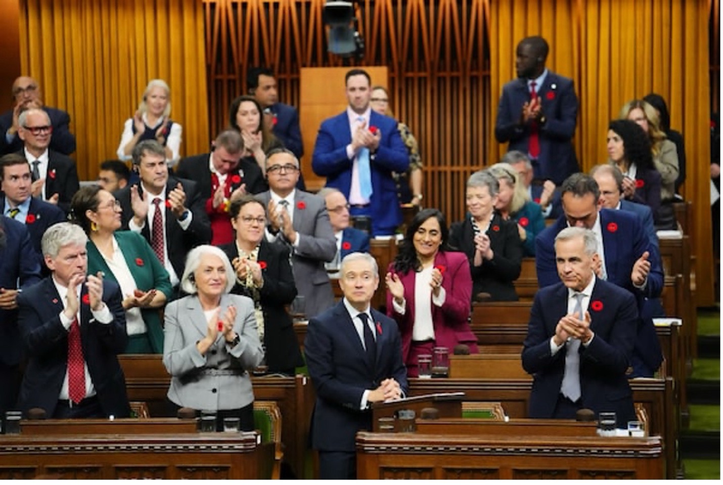 Photo: Finance Minister François-Philippe Champagne and Prime Minister Mark Carney in Parliament, on budget day